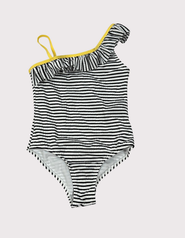 Sunny Ruffle One-Shoulder Striped Swimsuit